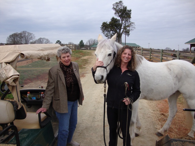 My mother meets my horse, Mystic, in 2011
